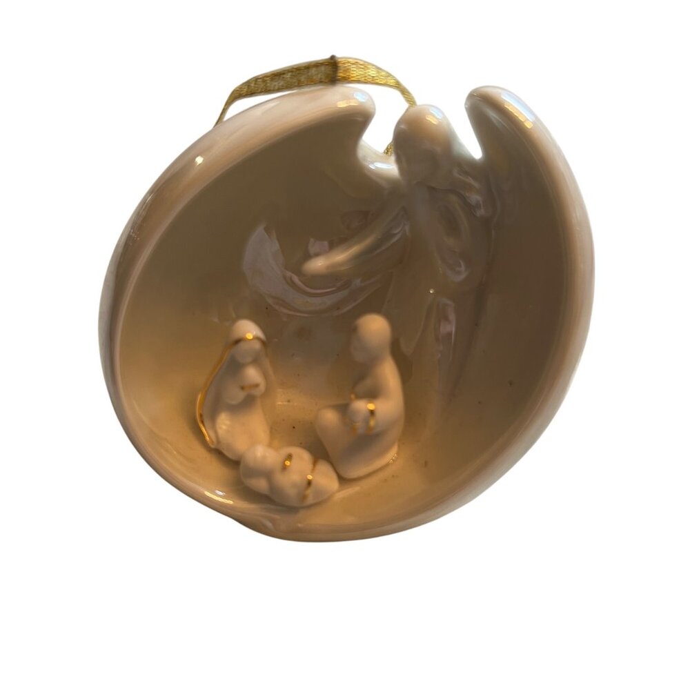 Nativity Scene Light Up Ornament Appletree Design Angel Holy Porcelain Jesus